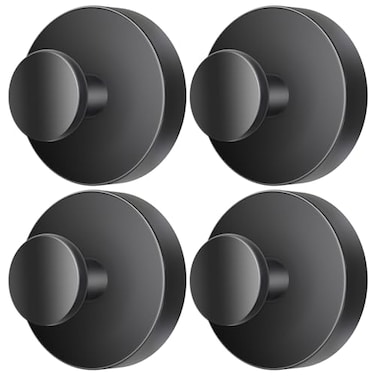 SOCORIA 2026 Upgraded DrillFree Suction Cup Hooks Stainless Steel Suction Cup Hooks for Shower Mirror Wall Bathroom Glass Hanging Towels 4 Pack Black