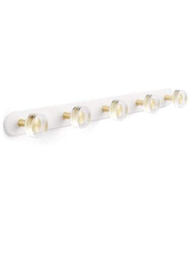 JIASENBAO 1 Pack Crystal Coat Rack Wall Mounted White Towel Hooks for Bathrooms Wall Hooks for Hanging Robe Coat Hooks Kitchen Decorative Heavy Duty Zinc Alloy