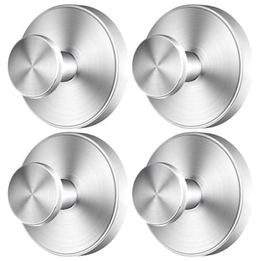 SOCORIA 2026 Upgraded DrillFree Suction Cup Hooks Stainless Steel Suction Cup Hooks for Shower Mirror Wall Bathroom Glass Hanging Towels 4 Pack Brushed Silver