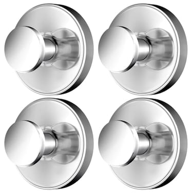 SOCORIA 2026 Upgraded DrillFree Suction Cup Hooks Stainless Steel Suction Cup Hooks for Shower Mirror Wall Bathroom Glass Hanging Towels 4 Pack Bright Silver
