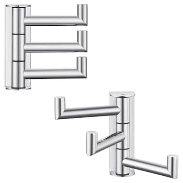 Angle Simple Swivel Towel Hooks for Bathroom SUS 304 Stainless Steel Foldable 3 Arms Hand Towel Holder Coat Wall Hooks Polished Chrome 2 Pack