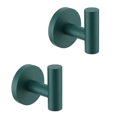 SEABEFORE Towel Hooks for BathroomsDark Green Wall Mount Hooks SUS 304 Stainless Steel Coat Hook Robe Hook Towel Hook 2 Count for KitchenBedroom DrillingSE960068DKG