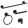 USHOWER Matte Black Bathroom Hardware Set Modern 18Inch Towel Bar Set Wall Mounted Durable SUS304 Stainless Steel Bathroom Accessories Set 4Piece