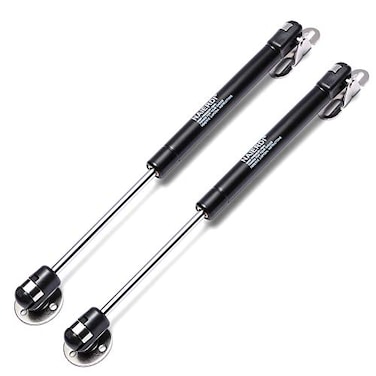 NAIERDI 2 Pack Lift Support Gas Strut Soft Close Hinges 150N33lb Gas Spring Lid Support Toy Box Hinges Kitchen Cabinet Hinges Black
