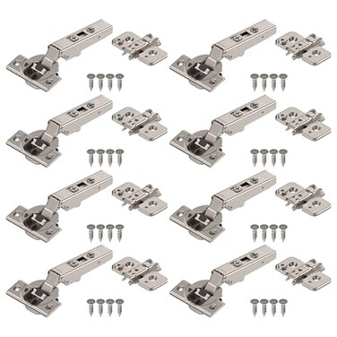Blum Clip top BLUMOTION Hinge Kit 4 Kits Full Overlay 110 Opening Angle Steel Soft Close EuroStyle Hinges with Clip Mounting Plate for Frameless Cabinets