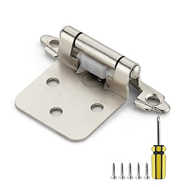 Ravinte 20 Pack 10 Pairs 12 Inch Overlay Cabinet Door Hinges Kitchen Satin Nickel SemiConcealed Face Mount SelfClosing Cabinet Hinges with Bumpers Screwdriver
