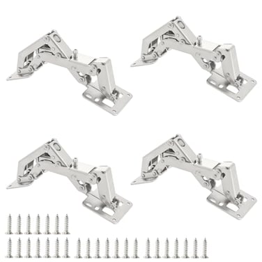 Qrity 4 PCS 175 Degree Hinges Soft Close Frameless Hydraulic Cabinet Doors Hinges Adjustable Mounting Hinges for Cabinet Cupboards Wardrobe