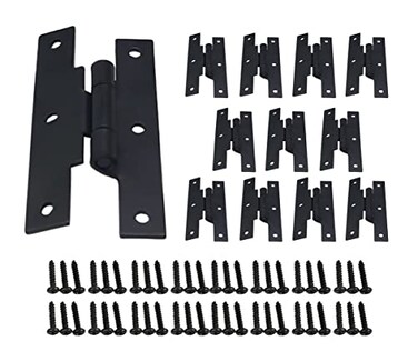 QCAA Black Steel Hinge Offset for Cabinet Door 38 Matte Black 12 Pack Made in Taiwan