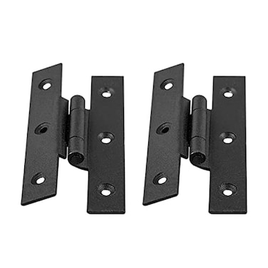 Renovators Supply Manufacturing Cabinet Hinge 35 in Black Wrought Iron H Hinge with 14 in Offset Rust Resistant Hinge for Kitchen Cabinets with Hardware Pack of 2