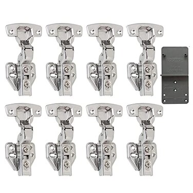 LOOTICH 110 Deg Kitchen Units Concealed Cabinet Door Mute Hinges 35mm Soft Close Inset and Embed Mounting 8 Pieces Include Drilling Jig