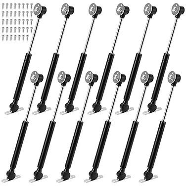 ZEONHAK 12 PCS 100N25lb Cabinets Gas Struts 10inch Soft Close Gas Strut Hydraulic Support Cabinet Hinge for Kitchen Cupboard Black