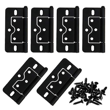 LC LICTOP 3 Inch NonMortise Cabinet Hinges 6Pcs Black Antique Style Interior Door Hardware Wood Box Show Case Hinges for Trailer Camper Cupboard
