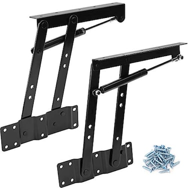 ZEONHEI 1 Pair 50kg100lbs Folding Lift up Top Table 150N Gas Hydraulic Hinge Hardware Lifting Frame Desk Mechanism Spring Hinge Bracket with 30 Screws Tea Coffee Table Furniture Accessories