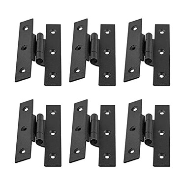 Renovators Supply Manufacturing Colonial Offset Hinge 35 in Black Wrought Iron H Hinge with 14 in Offset Rust Resistant Powder Coated Pack of 6