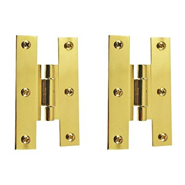 Renovators Supply Manufacturing 3 in Brass H Cabinet Hinge 14 in Offset with Hardware Rust Resistant Brass Flush Mount Hinge for Kitchen Cabinets Pack of 2