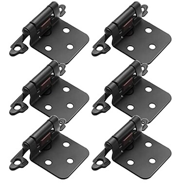 Donanim Matte Black 12 Overlay Cabinet Hinges 6 Pack 3 Pairs Self Closing Hinges for Kitchen Cabinet Doors