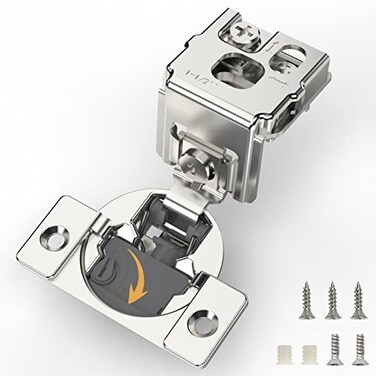 FURNIWARE Closing Speed Control 50 Pack 112 Inch Overlay Soft Close Hinges for Face Frame Cabinet 4D Adjustment Stainless Steel Kitchen Cabinet Hardware 105 Open Concealed Self Closing Hinge