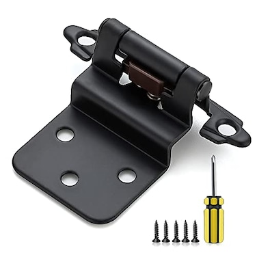 Ravinte 20Pack 10Pairs 38inch Inset Cabinet Door Hinges Kitchen Cabinet Hinges Black SemiConcealed Hinges Face Mount Cabinet Hardware SelfClosing Cabinet Hinges with Door BumpersScrewdriver