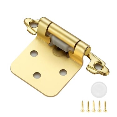 Ravinte Hardware 20 Pack 10 Pairs 12 Inch Overlay Kitchen Cabinet Hinges Satin Brass Self Closing Hinges for Kitchen Cabinet Doors SemiConcealed Cupboard Hardware Face Mount Hardware Gold