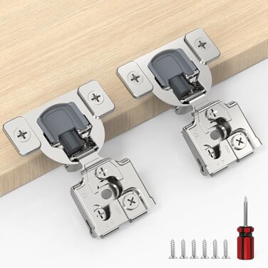 Furniware 10 Pack 5 Pairs 12 inch Overlay Soft Close Hinges for Face Frame Kitchen Cabinet Hinges Satin Nickel 3 Way Adjustability Concealed Soft Close Hinges Damper Self Closing