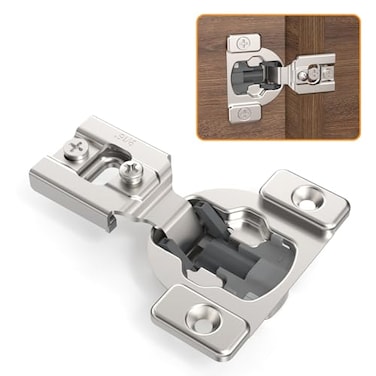 Chibery 50 Pack 916 Overlay 4D Concealed Hinges for Face Frame Door Soft Close OnOff Switch Self Closing 105 Open Angle Concealed Stainless Steel Hinges for Framed Cabinet Satin Nickel