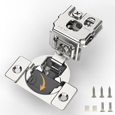 FURNIWARE Closing Speed Control 50 Pack 1516 Inch Overlay Soft Close Hinges for Face Frame Cabinet 4D Adjustment Stainless Steel Kitchen Cabinet Hardware 105 Open Concealed Self Closing Hinge