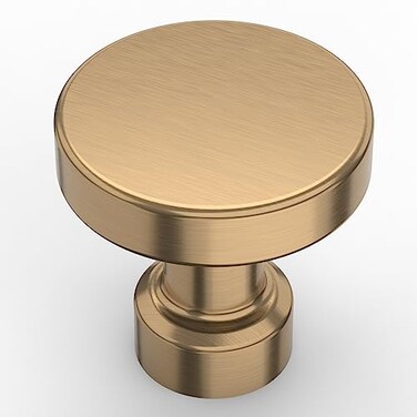 Amerdeco 10 Pack Champagne Bronze Kitchen Cabinet Knobs and Pulls Single Hole Round Gold Drawer Knobs for Bathroom Cabinets K0012