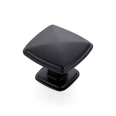 Ravinte 25 Pack Matte Black Kitchen Cabinet Square Knob Single Hole Cabinet Hardware for Dresser Drawer Pulls and Knobs