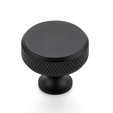 Ravinte 25 Pack Round Matte Black Knobs Knurled Single Hole Pulls Solid Black Kitchen Cabinet Hardware Handles for Drawers