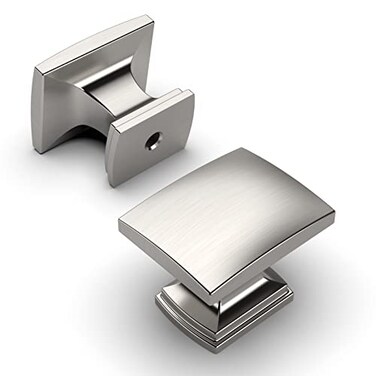 Amerdeco 10Pack Brushed Satin Nickel Cabinet Knobs Pulls 118 Inch Single Hole Square Drawer Handles for Bathroom Cabinets ZH0011