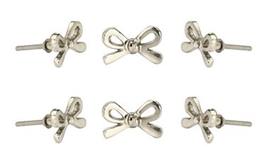 Perilla Home Set of 6 Chrome Bow Knobs Decorative Flower Knobs for Room Kitchen Cabinet Hardware Cupboard Door Knobs Dresser Wardrobe Closet and Drawer Pulls