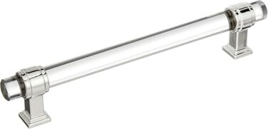 Amerock Cabinet Pull ClearPolished Nickel 6516 inch 160 mm CentertoCenter Glacio 1 Pack Drawer Pull Drawer Handle Cabinet Hardware