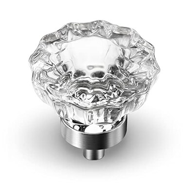 VEHCIL 8 Pack Crystal Dresser Knobs Single Hole Brushed Nickel Cabinet Knobs Crystal Knobs for Drawers Hardware for Kitchen Cupboard Bathroom Round Flower Design