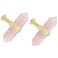 mookaitedecor Set of 2 Rose Quartz Double Crystal Points Drawer Knobs with Screws Decorative Stone Cabinet Handle Pulls for Dresser Cupboard Kitchen Decor Brushed Brass