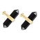 mookaitedecor Set of 2 Black Obsidian Double Crystal Points Drawer Knobs with Screws Decorative Stone Cabinet Handle Pulls for Dresser Cupboard Kitchen Decor Brushed Brass