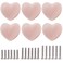 Perphin Ceramic Drawer Knobs Heart Shape Cabinet Dresser Pulls Handles with 3 Sized Screws Kitchen Furniture Knobs for Closet Cupboard Wardrobe 6 Powder Pink