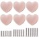 Perphin Ceramic Drawer Knobs Heart Shape Cabinet Dresser Pulls Handles with 3 Sized Screws Kitchen Furniture Knobs for Closet Cupboard Wardrobe 6 Powder Pink