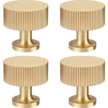 RZDEAL 4pcs Solid Brass Cabinet Knobs Pulls Cabinet Drawer Dresser Gold Knobs Modern Handles1x125mmx25mmBrushed Brass Finish