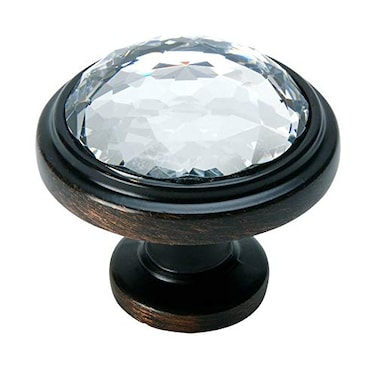 Cosmas 10 Pack 5317ORBC Oil Rubbed Bronze Cabinet Hardware Round Knob with Clear Glass 114 Diameter