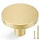 QOGRISUN 2 Pack Gold Cabinet Knobs Solid Brass Knobs for Dresser Drawers Brushed Brass Round Kitchen Hardware Heavy Duty1516Inch Diameter