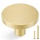 QOGRISUN 2 Pack Gold Cabinet Knobs Solid Brass Knobs for Dresser Drawers Brushed Brass Round Kitchen Hardware Heavy Duty1516Inch Diameter