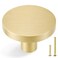 QOGRISUN 2 Pack Gold Cabinet Knobs Solid Brass Knobs for Dresser Drawers Brushed Brass Round Kitchen Hardware Heavy Duty1516Inch Diameter