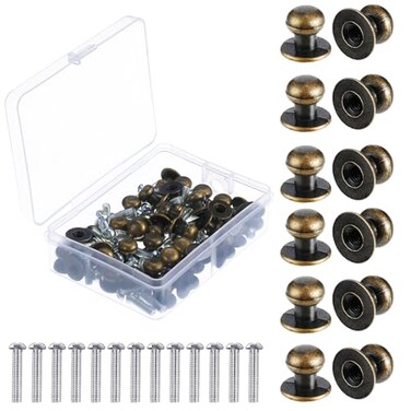 Ripeng 36 Pieces Cabinet Knobs Mini Round Vintage Antique Jewelry Box Hardware Metal Round Head Pull Handle Knobs with Screws for Wood Case Drawer Cabinets 047 x 043 InchBronze