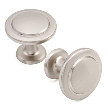 KOOFIZO Round Cabinet Knobs Brushed Nickel Cabinet Pulls Dia 114 Inch 10 Pack Nickel Drawer Knobs for Kitchen Cabinets 1960 Drawers Dresser Cupboard Bedroom Bathroom