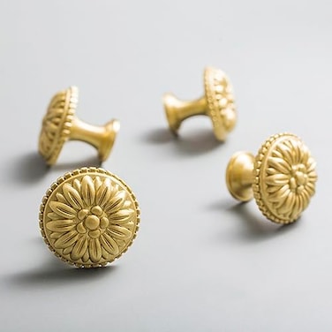 Myxekllo Brass Cabinet Round Knobs 4 Pack Gold Euro Style Cabinet Knob Dresser Drawer Modern Dresser Drawer Knobs Vintage Brass Cabinet Knobs