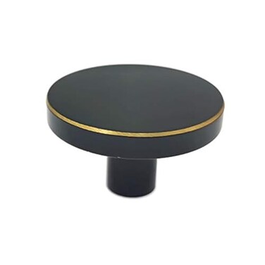 OUTAKU Solid Brass Round Cabinet Drawer Knobs Black Furniture Dresser Pulls Kitchen Cupboard Door Knob Handles Modern 4Pack 33x20mm4