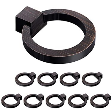 WEAVERBIRD Round Cabinet Knob Oil Rubbed Bronze Ring Pull Handles Single Hole Zinc Alloy Drawer Knobs 157 Diameter Pack of 10