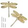JUXYES Pack of 2 Brass Dragonfly Cabinet Knobs Golden Tone Cupboard Door Knobs Decorative Dresser Drawer Handle Knobs for Dresser Drawer Cabinet Closet