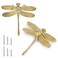JUXYES Pack of 2 Brass Dragonfly Cabinet Knobs Golden Tone Cupboard Door Knobs Decorative Dresser Drawer Handle Knobs for Dresser Drawer Cabinet Closet