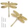 JUXYES Pack of 2 Brass Dragonfly Cabinet Knobs Golden Tone Cupboard Door Knobs Decorative Dresser Drawer Handle Knobs for Dresser Drawer Cabinet Closet
